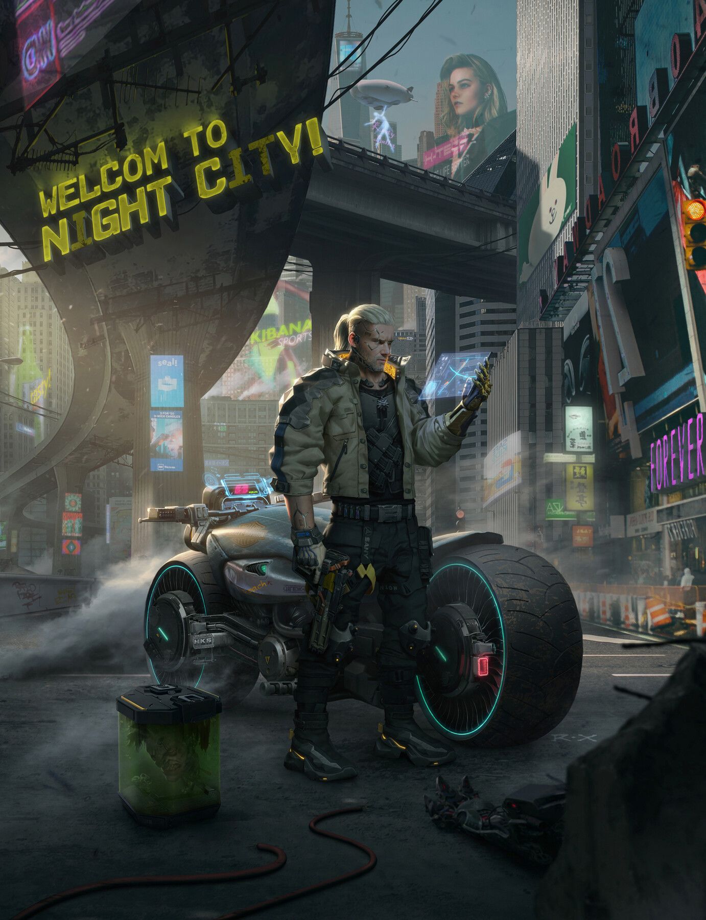 geralt cyberpunk fan art