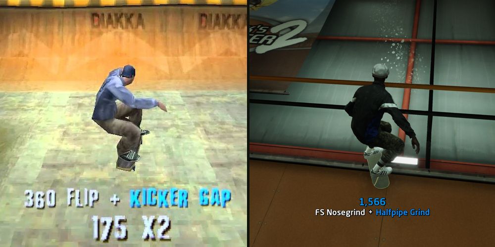 The original version of Tony Hawk's Pro Skater 1 and the 2020 remake