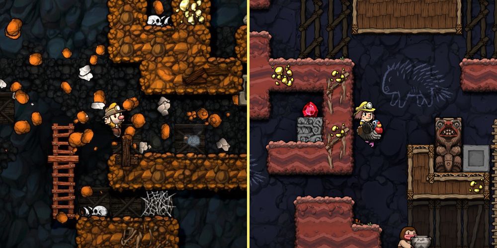 Spelunky (2008) and Spelunky 2 (2020)