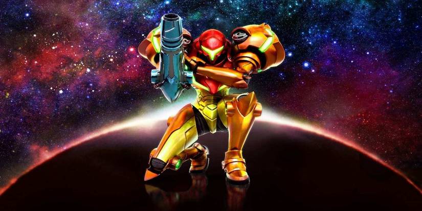 Samus against galaxy background