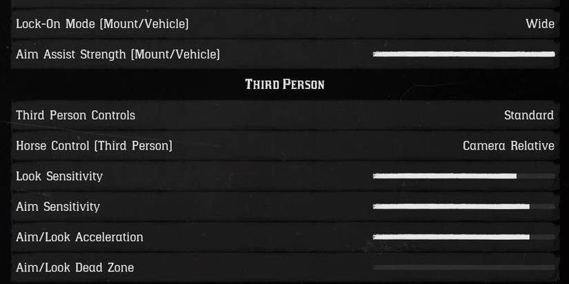 Control settings screen Red Dead Online