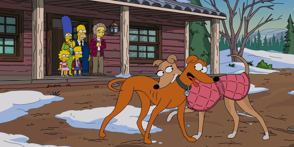 A still from the Simpsons Christmas special "The Way of The Dog"