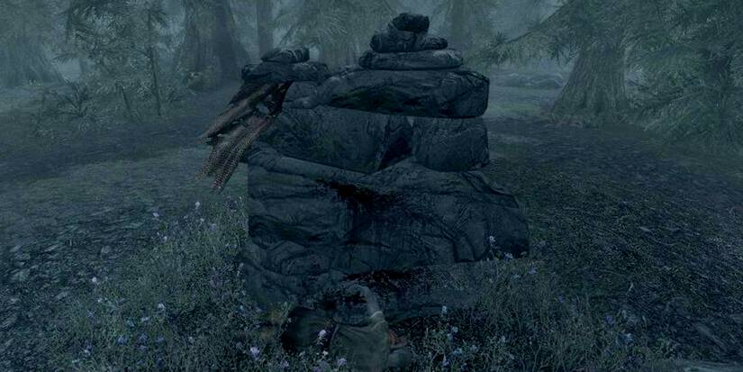 a simple gravestone in a non descript field in skyrim