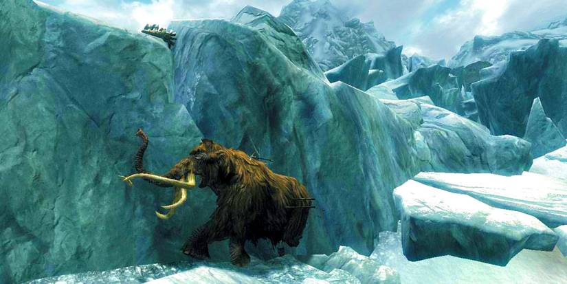 mammoth partially frozen in ice