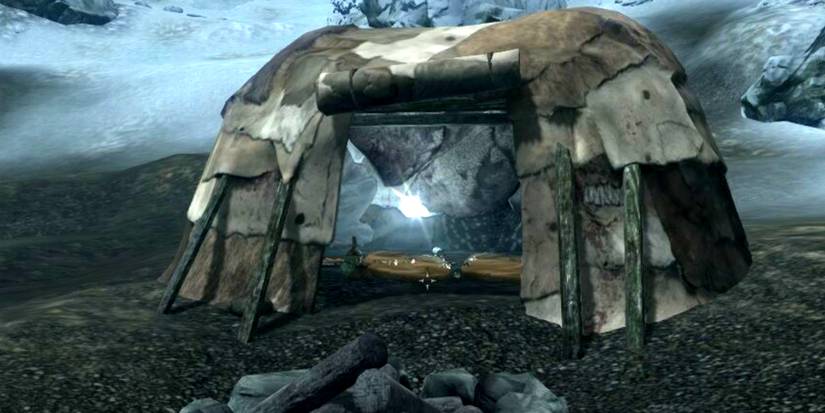 a small tent with loot inside