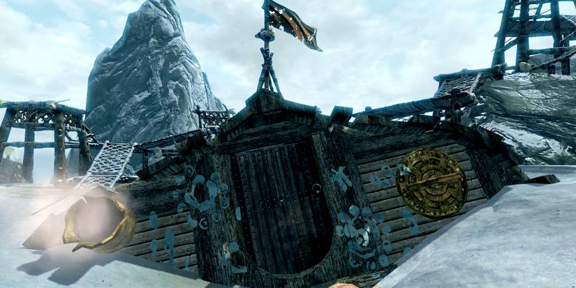 the remains of a crashed dwarven flying ship