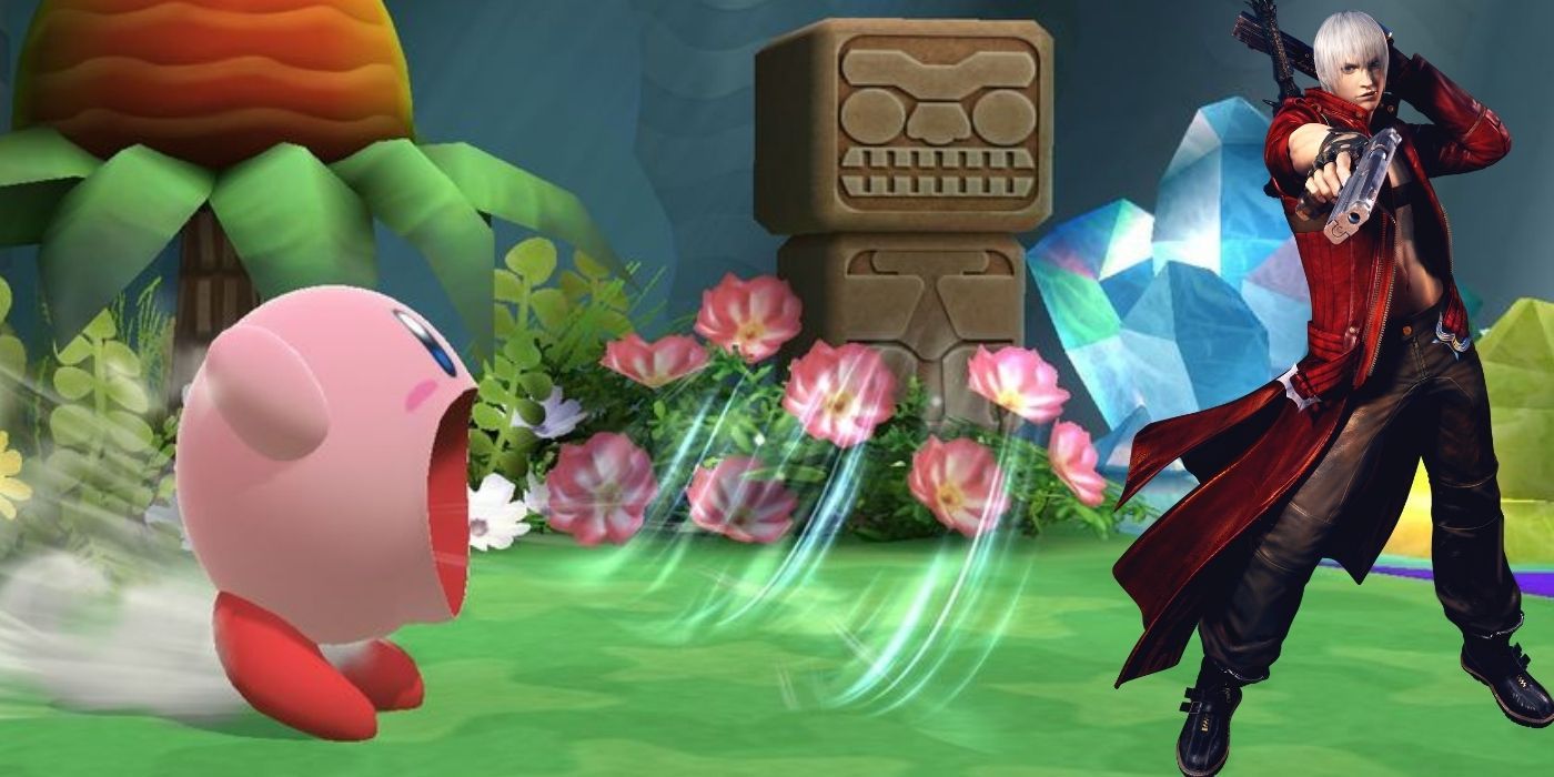 Kirby inhaling Dante from DMC