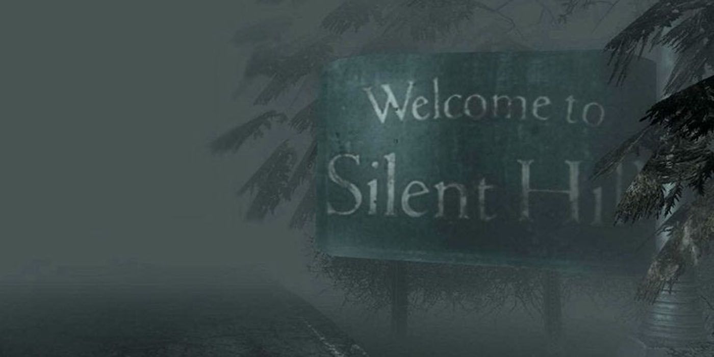 welcome to silent hill sign fog trees