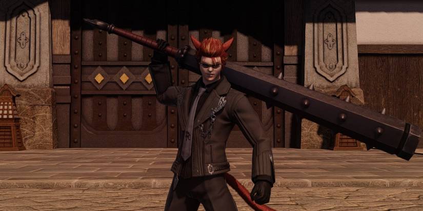 Catboy with greatclub over his shoulder.