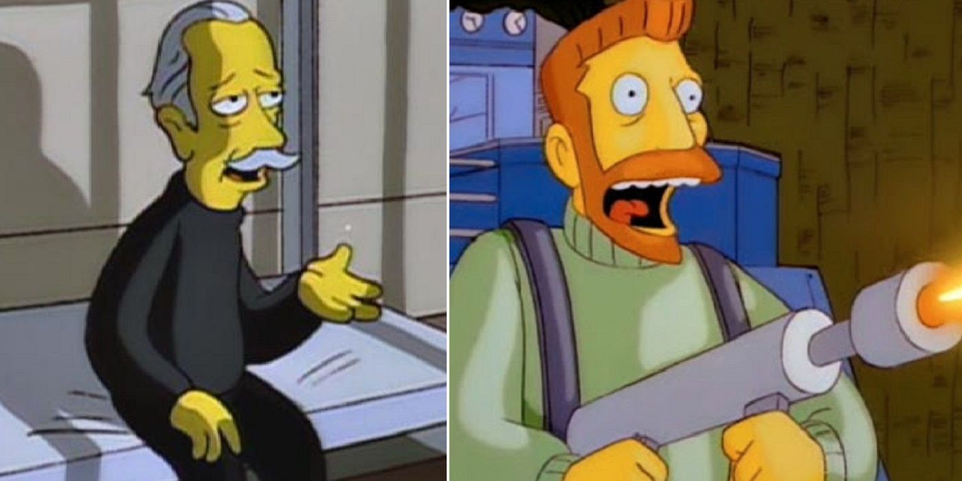 The Simpsons split image Molloy and Hank Scorpio