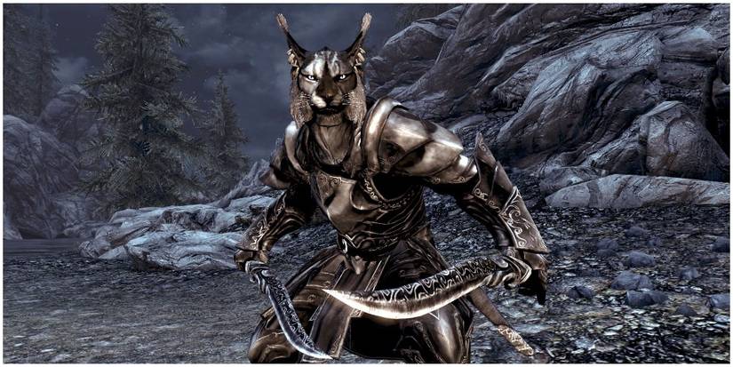 A Khajiit getting ready to attack somebody