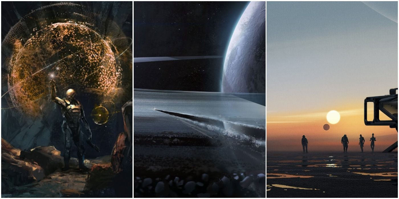 Mass Effect Concept Art Showcase Pathfinder Tempest Trailblazing Ringed Planet Colonists on Wetland Planet