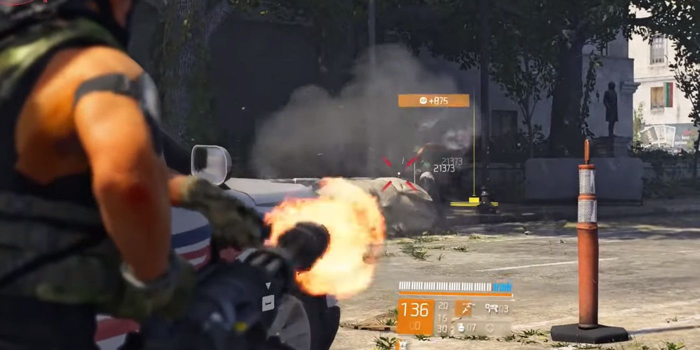 A Gunner opening fire at an enemy - Division 2 Gunner Skill Tree Guide