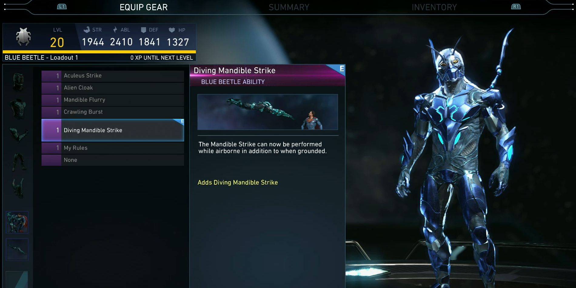 Blue Beetle's abilities in Injustice 2