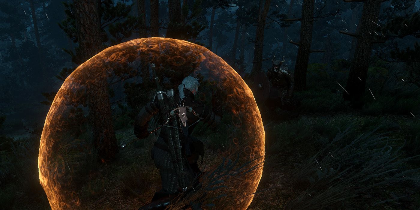 The Witcher 3 Look Of Geralt With The Active Shield Up