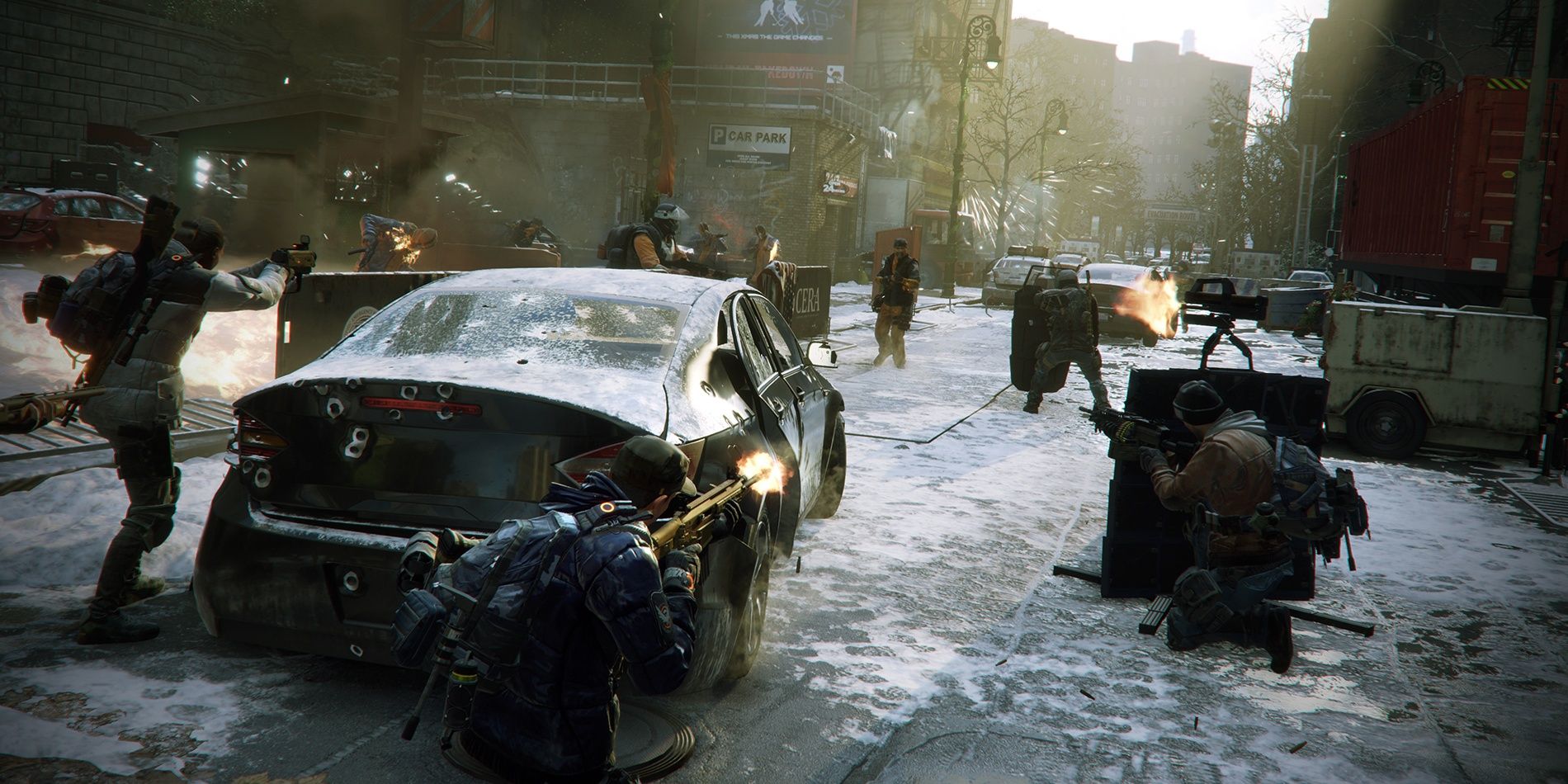 A group of allies fight team up in The Division 2