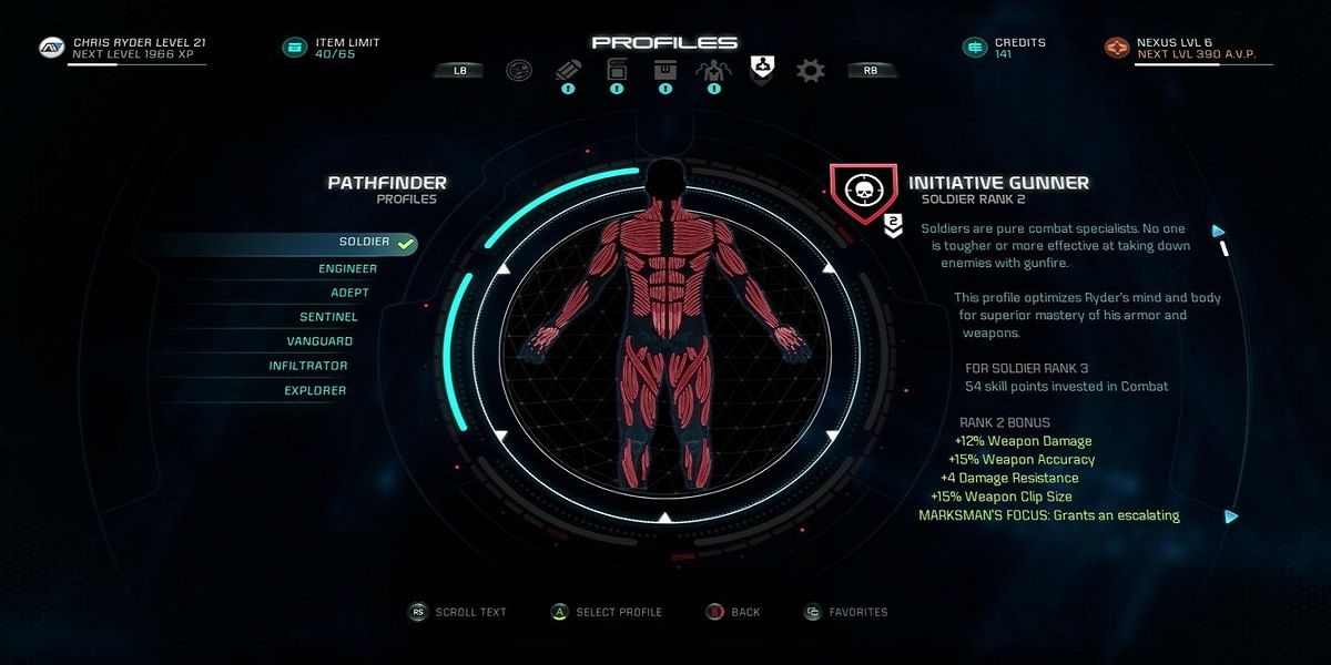 Mass Effect Andromeda Profiles Menu