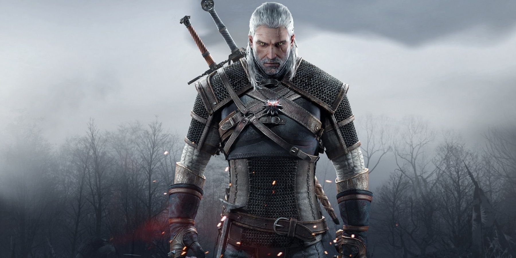 Geralt stands showing his armor, Witcher 3