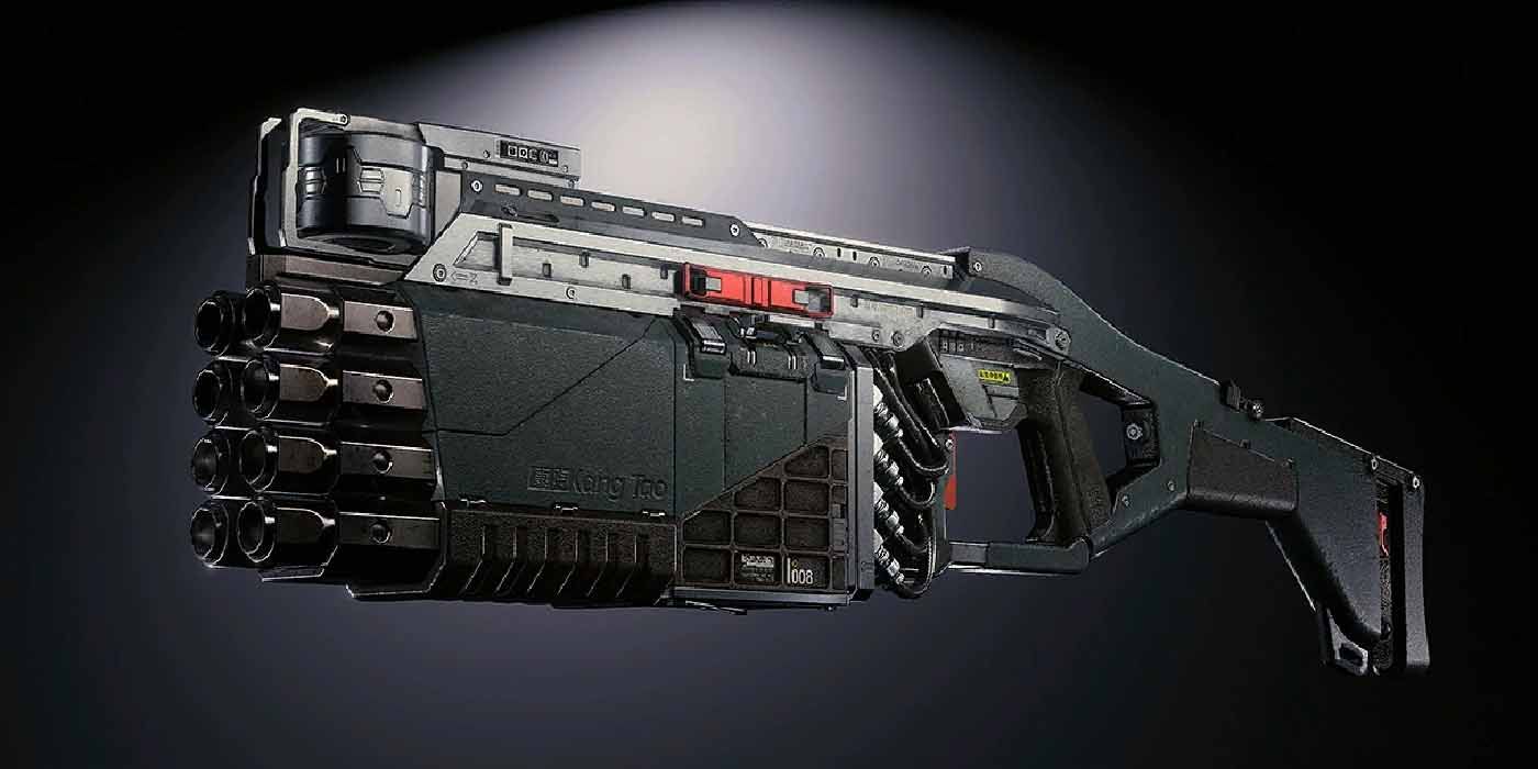 Armas inteligentes en Cyberpunk 2077. La escopeta inteligente Ba Xing Chong (L-69 Zhuo).