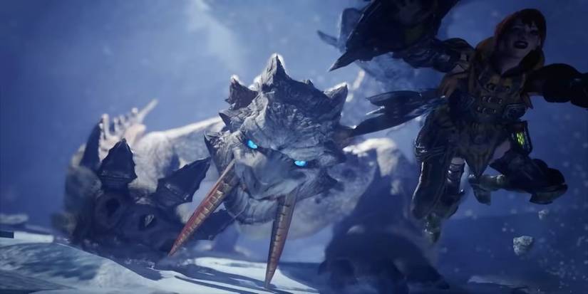 Barioth charges at player during a cutscene