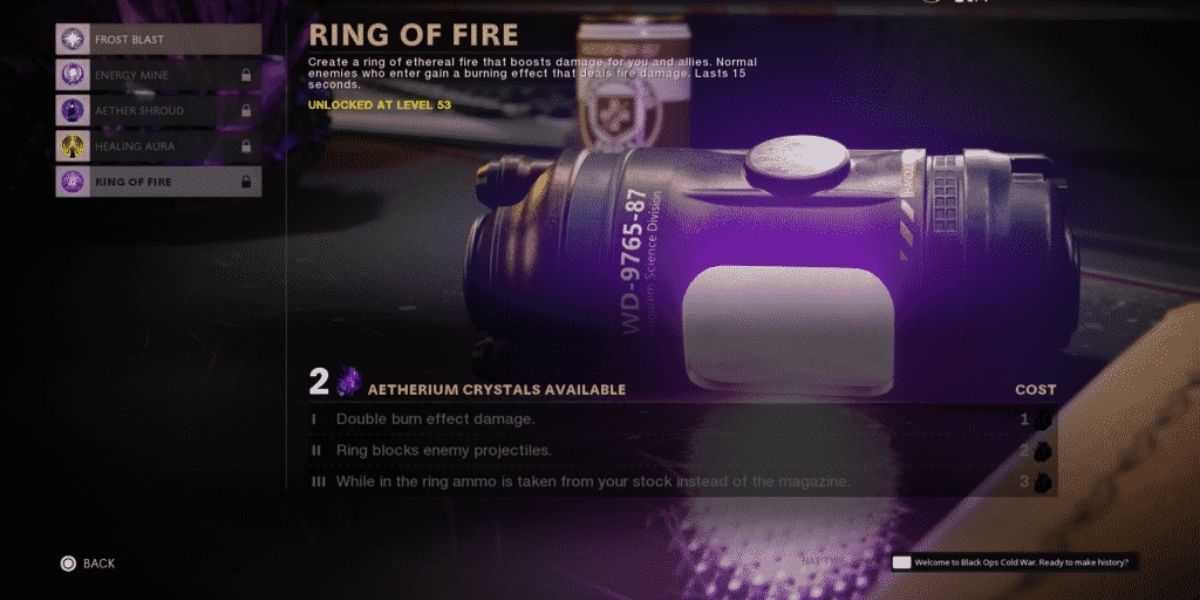 Ring of Fire — это навык в Black Ops Zombies, который увеличивает урон игрока для всех, кто стоит в кольце.