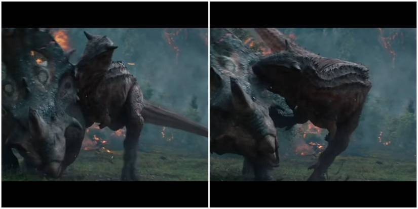 Screenshots of Carnotaurus Vs. Sinoceratops Jurassic World: Fallen Kingdom