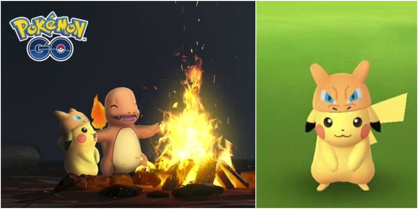 special pikachu wearing a charizard hat