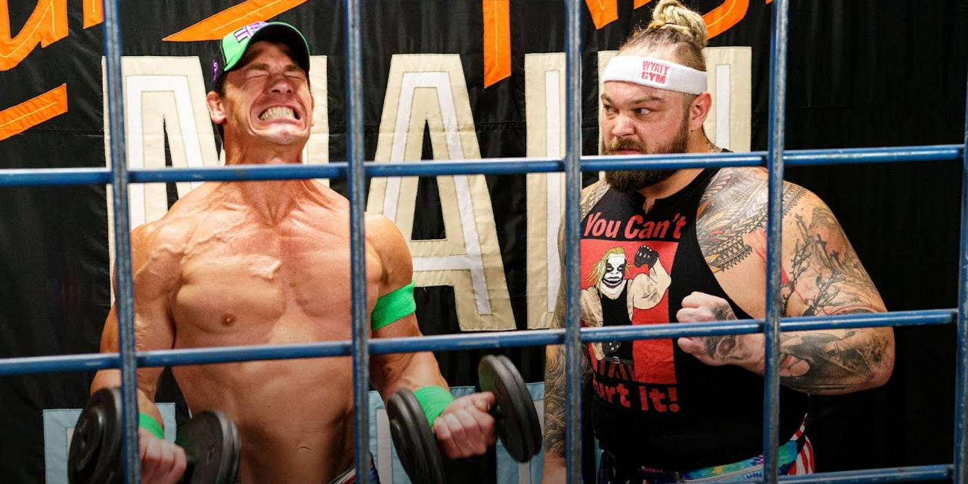 John Cena and Bray Wyatt in the Firefly Funhouse match