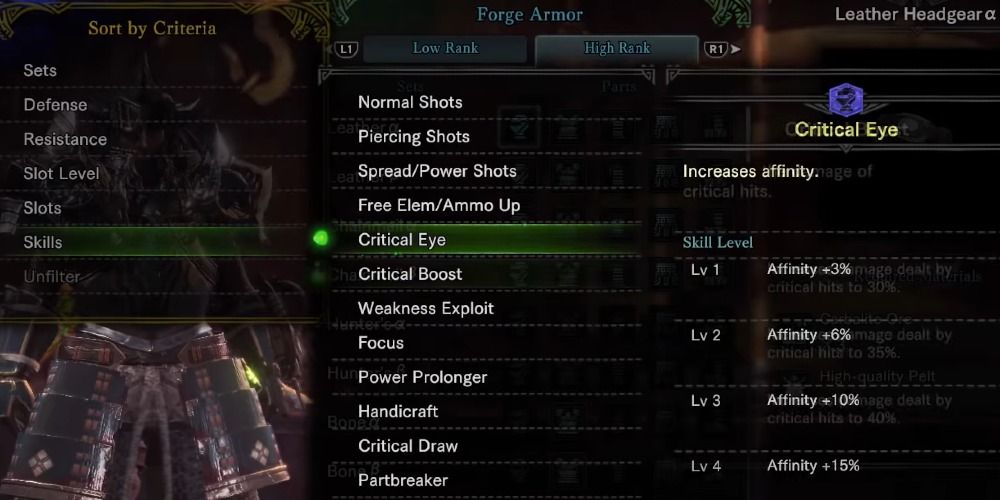 critical eye skill in monster hunter world