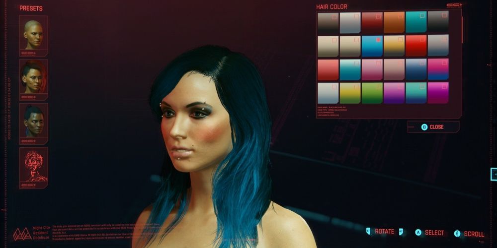 Cyberpunk 2077 Создание персонажа Синяя длинная прическа