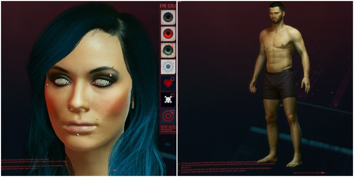 Cyberpunk 2077 Character Creation Collage Spiral Eyes Preset Build