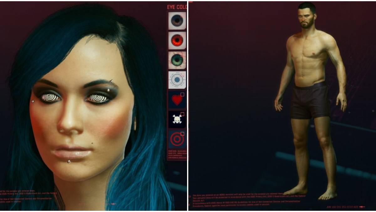Cyberpunk 2077 Character Creation Collage Spiral Eyes Preset Build