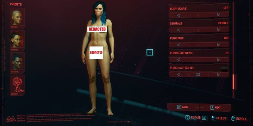 Cyberpunk 2077 Character Creation V With Redacted Privates