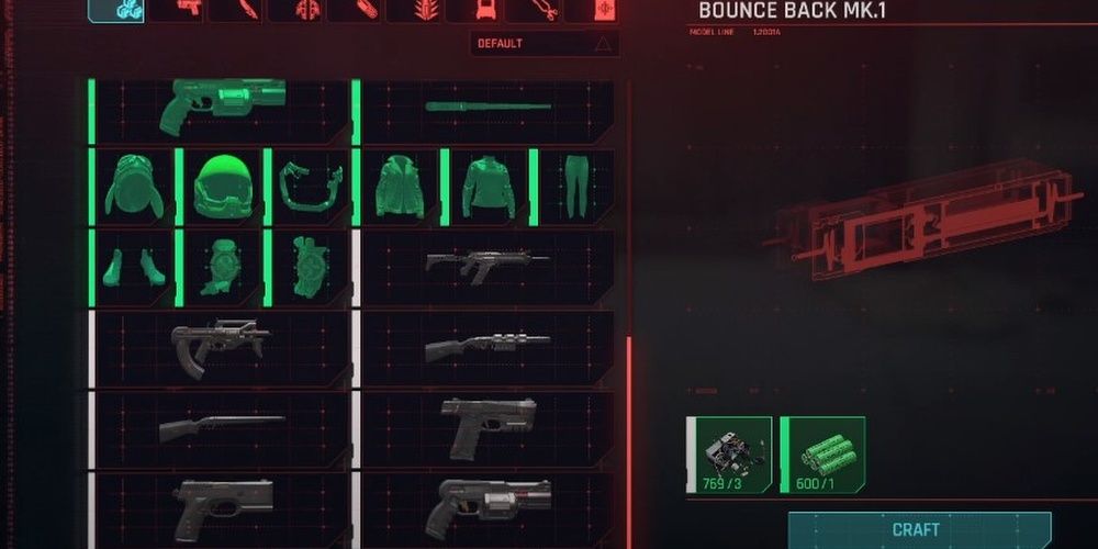 Cyberpunk 2077 Crafting Bounce Back Mark 1 In Menu