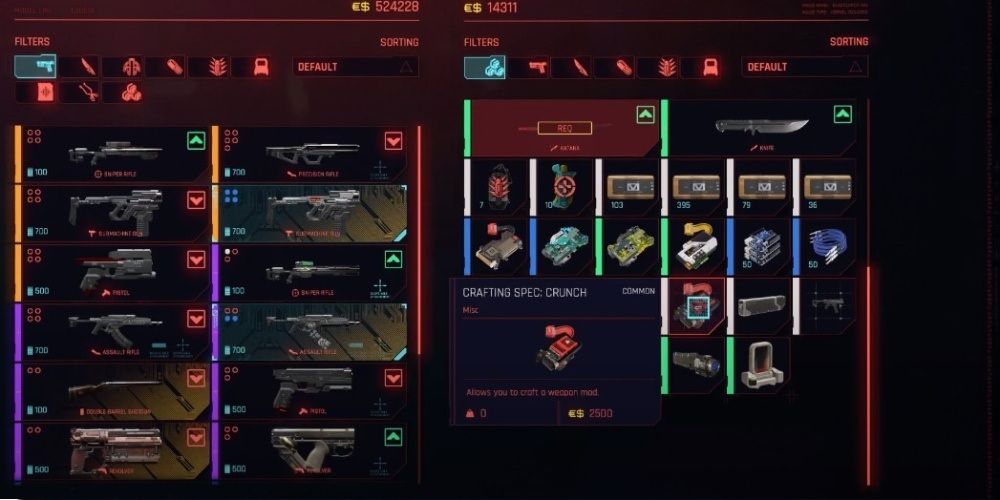 Cyberpunk 2077 Crunch Mod Crafting Spec For Sale