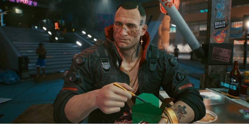 Cyberpunk 2077 Jackie Eating Chinese Food
