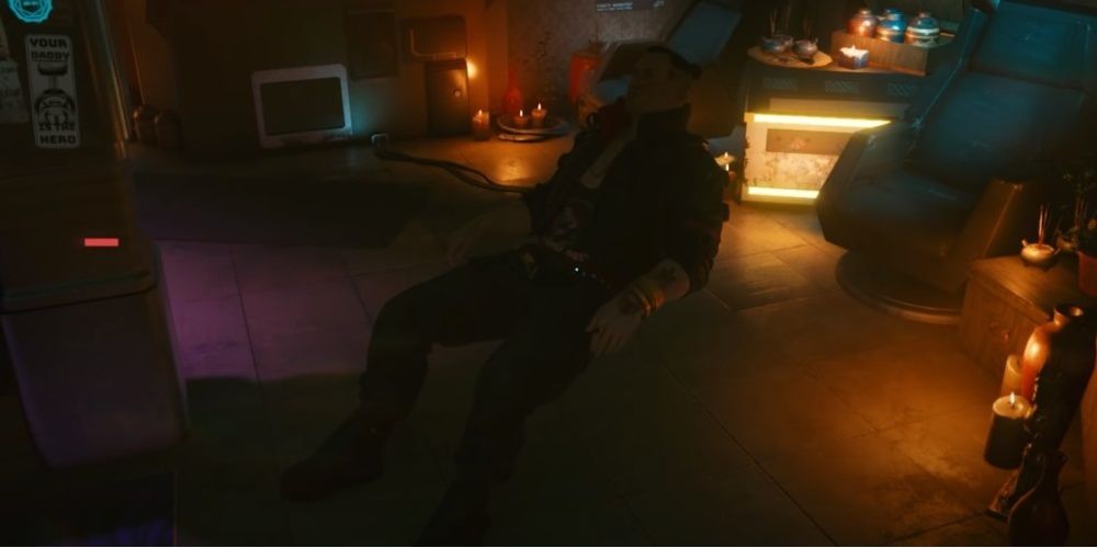 Cyberpunk 2077 Jackie Sitting On Invisible Recliner Glitch