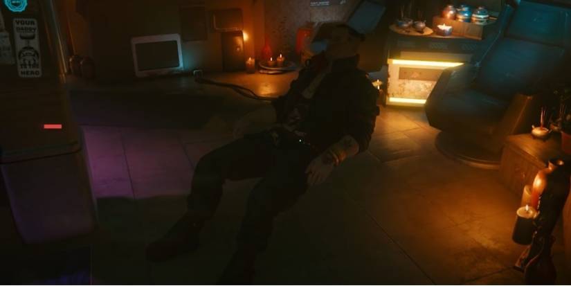 Cyberpunk 2077 Jackie Sitting On Invisible Recliner Glitch