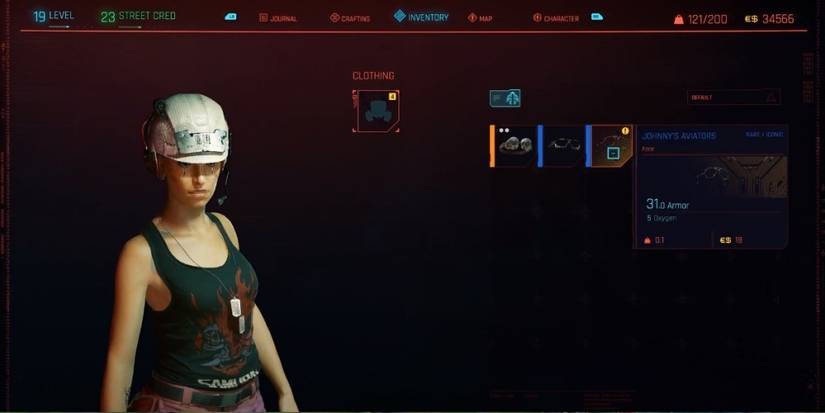 Cyberpunk 2077 Johnny's Aviators In Equipment Menu