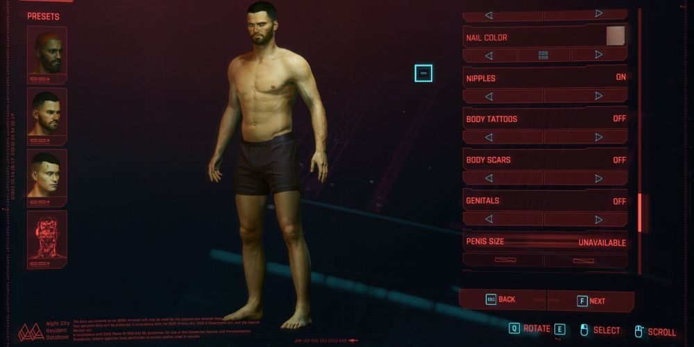Cyberpunk 2077 Preset Male Build V в создании персонажа