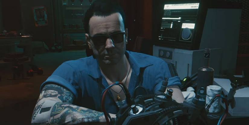 Cyberpunk 2077 Viktor Vector Talking To V On Operating Chair