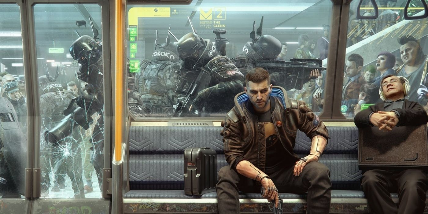Cyberpunk 2077 V in a train