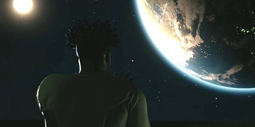 Cyberpunk ending space and earth