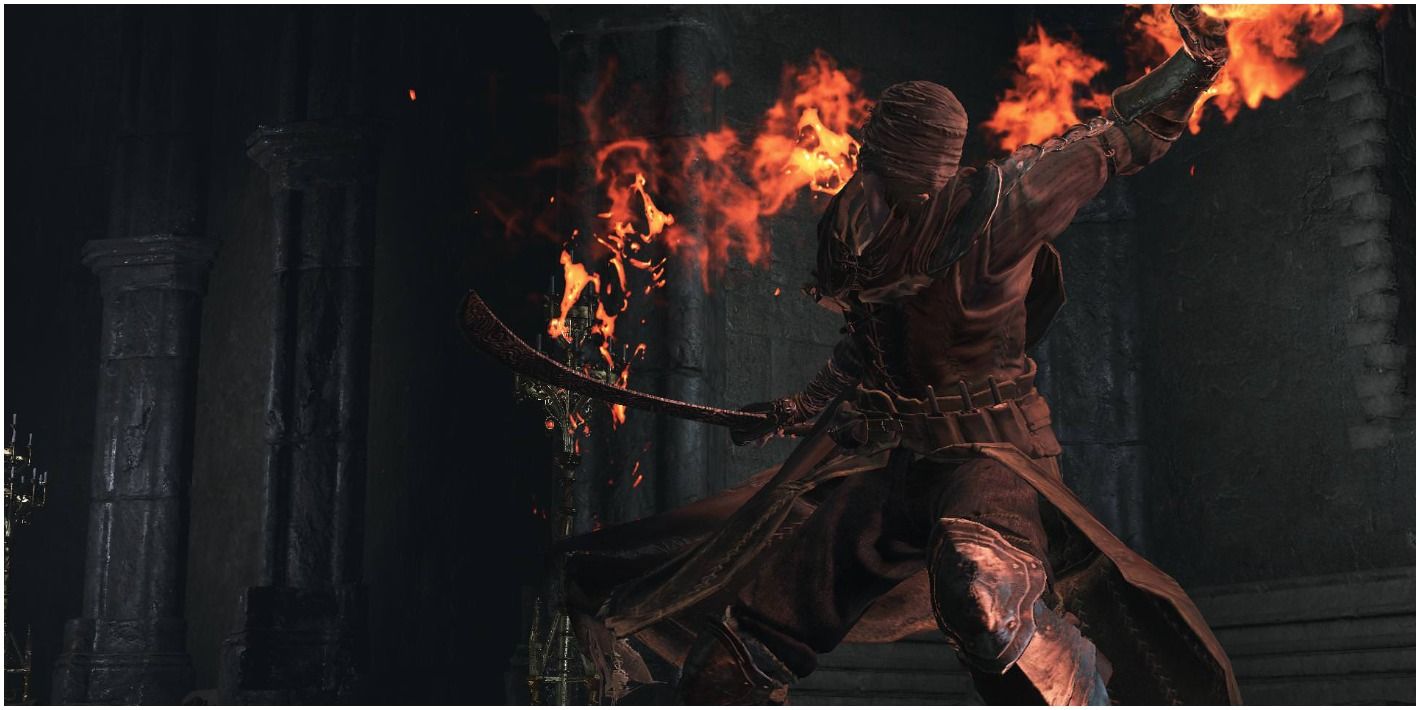 Персонаж игрока с изогнутым мечом Картуса в Dark Souls 3