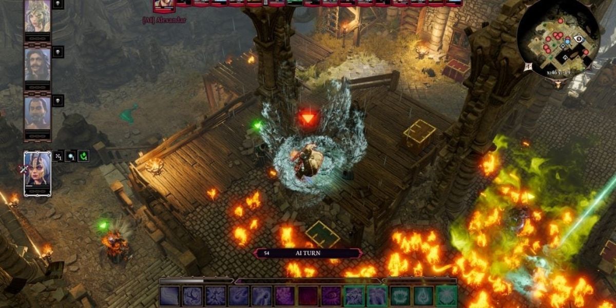 Winter Blast in divinity 2 freezes water and chills enemies