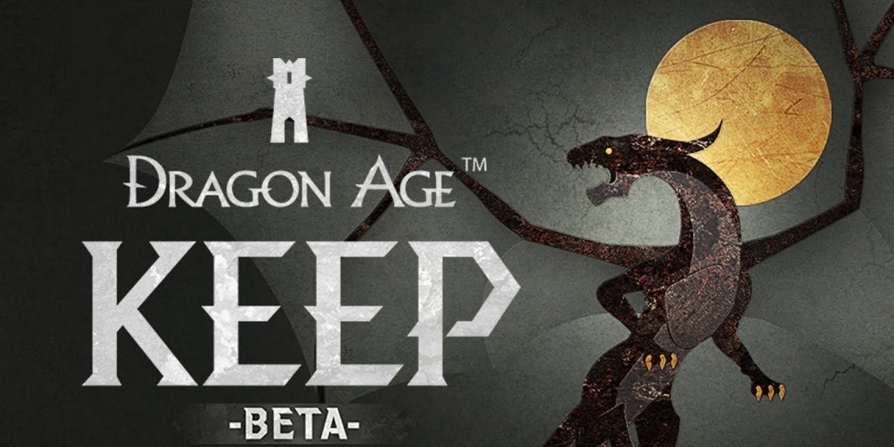 Dragon Age Keep Logo Gold Moon Dragon Gray Background