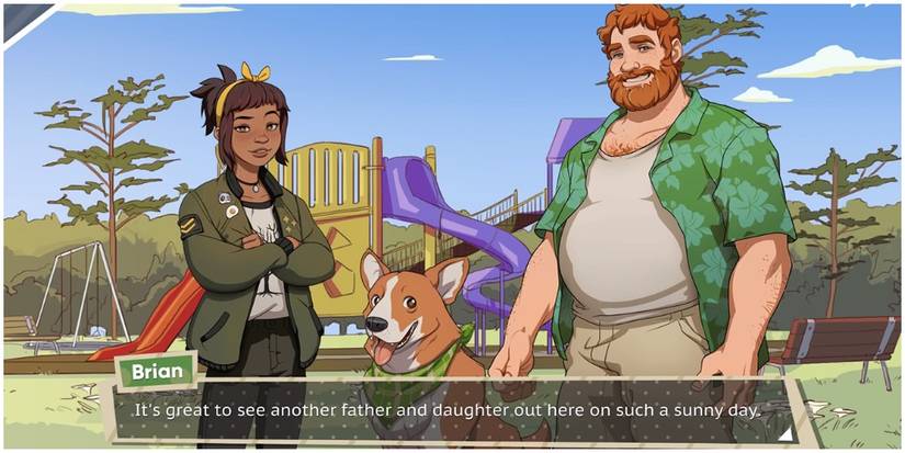 The player meeting others on a playground