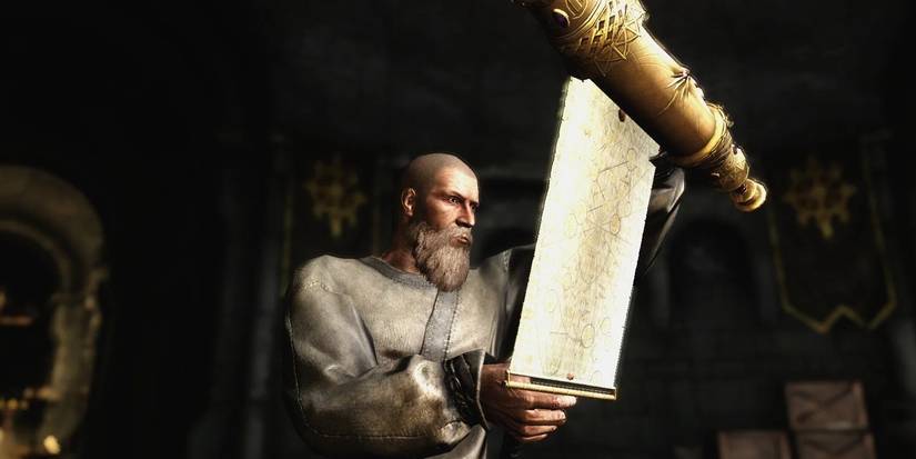 The Sun Elder Scroll Being Read In The Elder Scrolls V Dawnguard