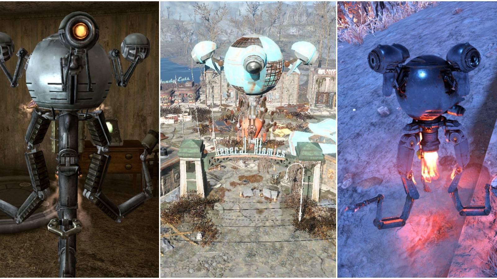 Two Mr Handies and a miniature town of Handies