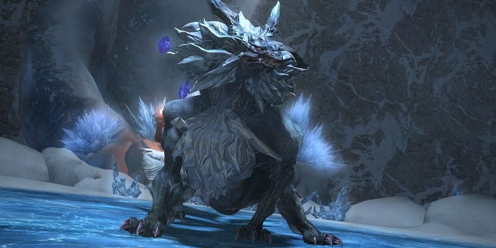 Final Fantasy 14 Fenrir in Snowcloak Battle cutscene
